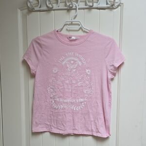 Urban Ukids Kids Children Pink Positive Vibes Pink Graphic Tee Short Sleeve L